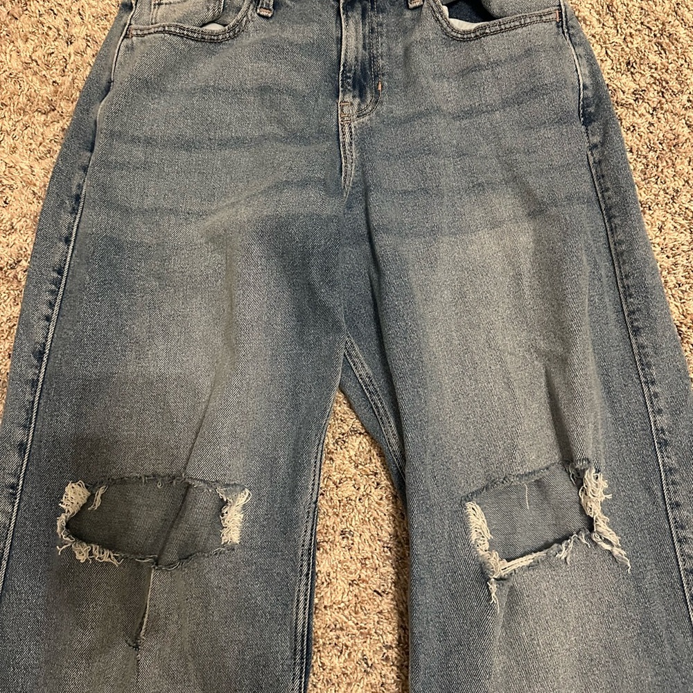 Girls Distressed Blue Jeans
